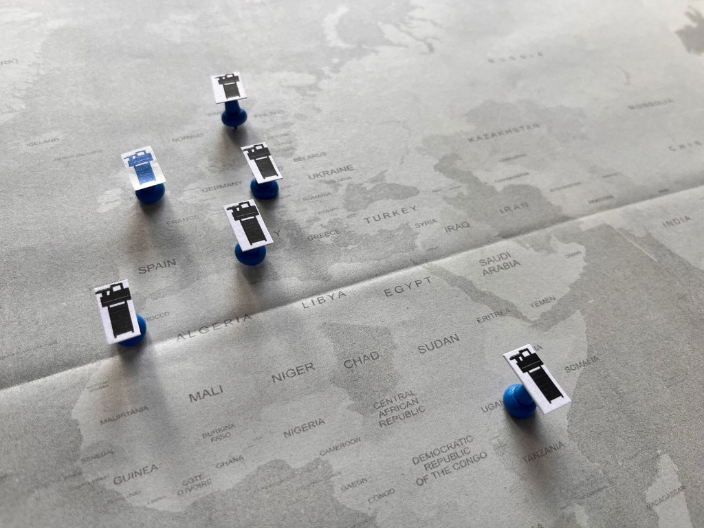 PHONOCUT Atelier network locations marked on a world map